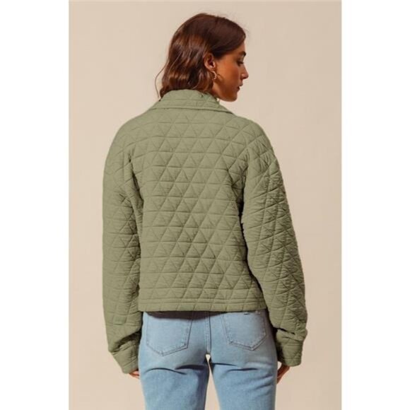 SO ME Triangle Quilting Stitch Button Up Knit‎ Jacket - Picture 3 of 3